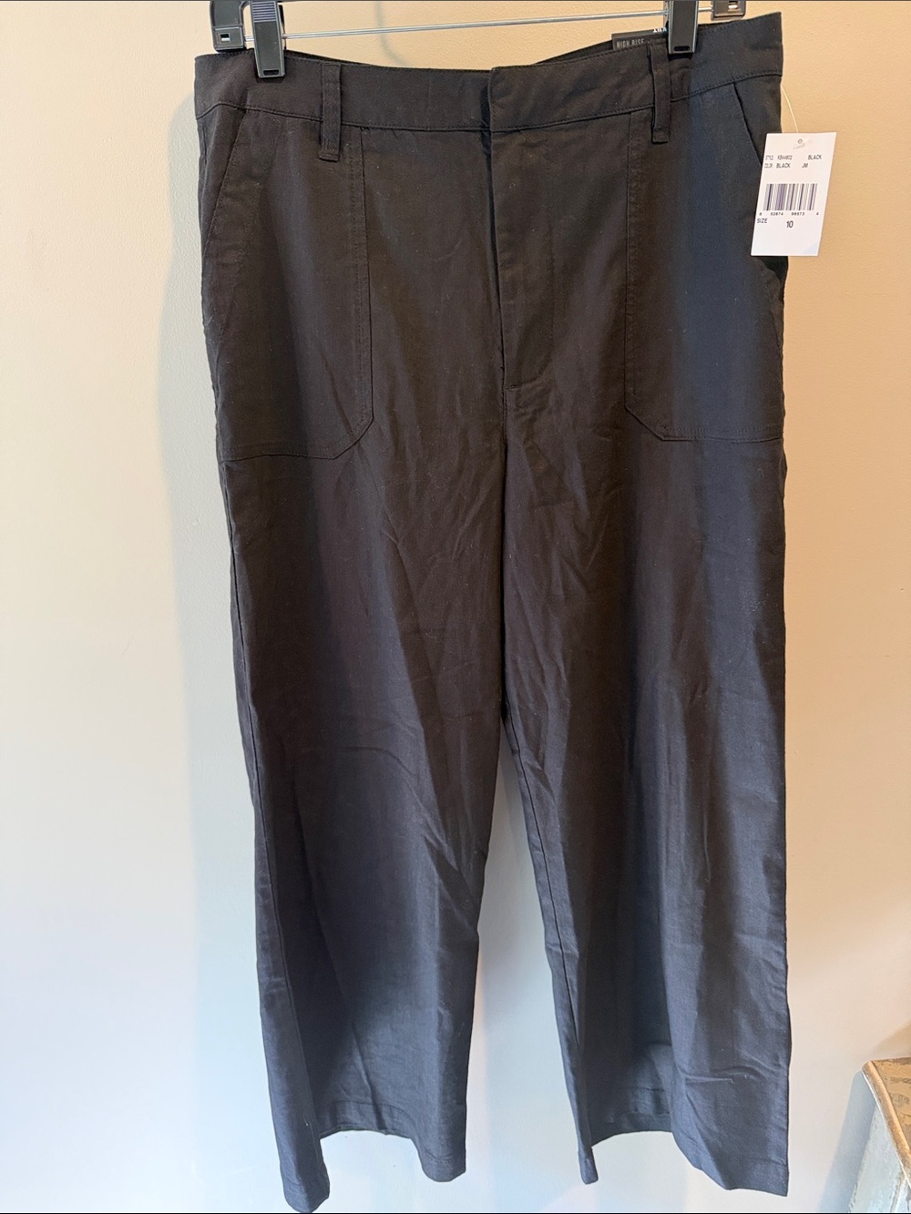 Kut from the Kloth 10 Topaz Black High-Waist Crop Wide Leg Linen Blend Pants - Picture 3 of 11